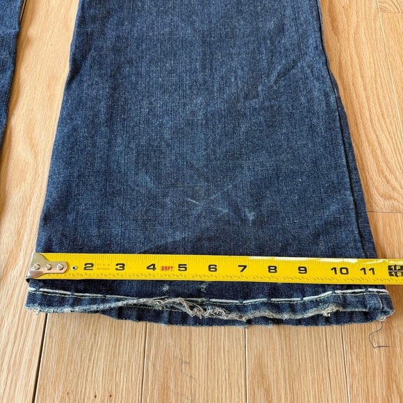 Laguna Beach Jean Co Dark Blue Flare Jeans Embroidered Skull Button USA 42x36